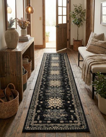 Black Heris Runner Rug