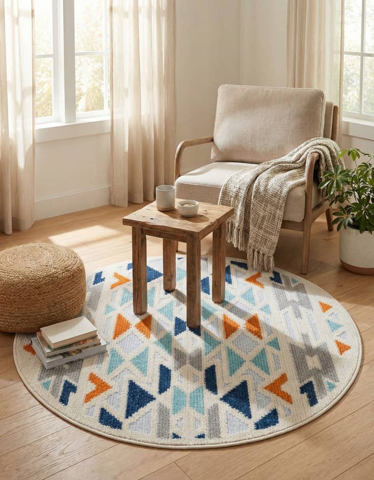 Detail image of 3' 3 x 3' 3 Easy-Clean Aruba Indoor / Outdoor Round Rug