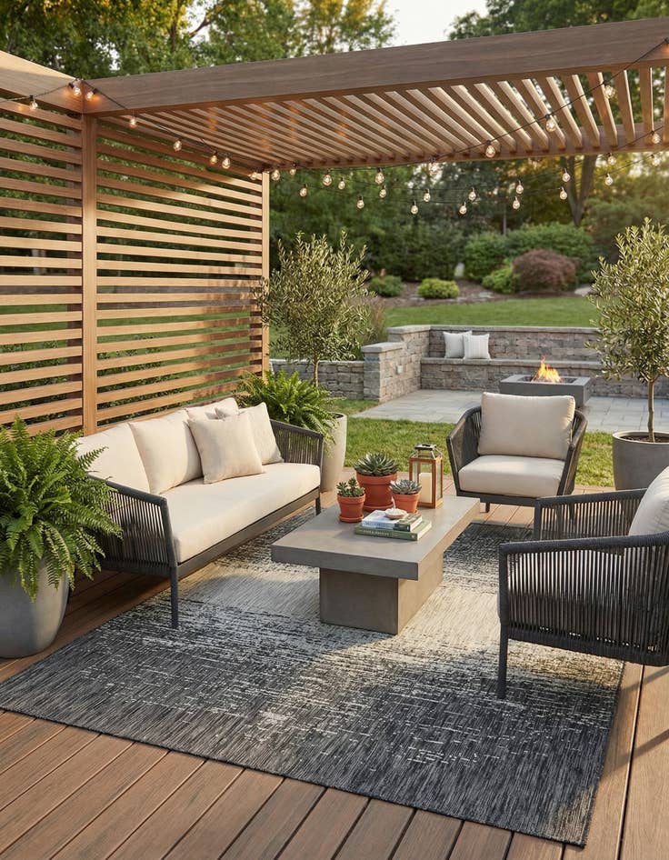 Detail image of  7' x 10'  Washable Modern Indoor / Outdoor Rug