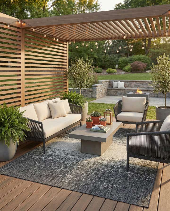 7' x 10' Easy-Clean Modern Indoor / Outdoor Rug