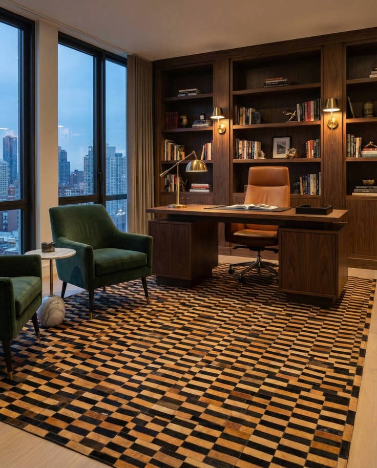 Detail image of 8' 1 x 9' 11 Cowhide - Patchwork Rug