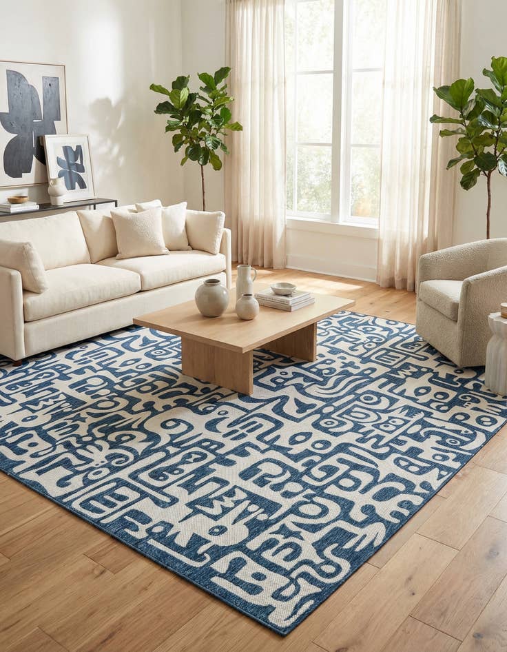 Detail image of  13' x 13'  Washable Modern Indoor / Outdoor Square Rug