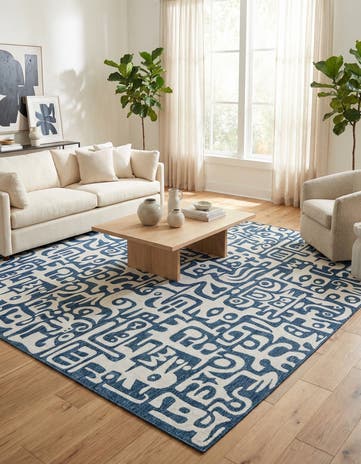 13' x 13' Easy-Clean Modern Indoor / Outdoor Square Rug
