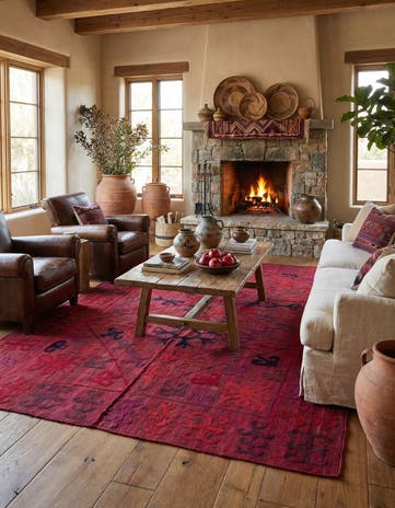 6' 2 x 9' 2 Hand Woven Kilim Suzani Wool Rug