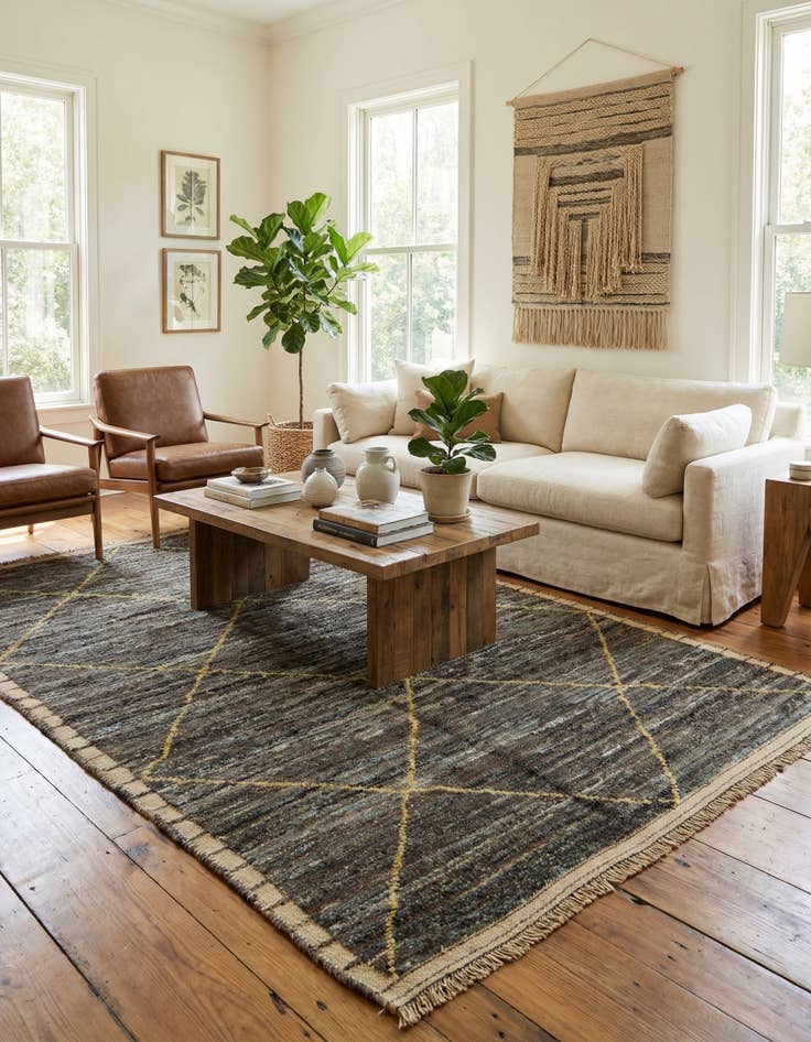 Detail image of 6' 3 x 9' 8  Hand Knotted Moroccan Wool Rug