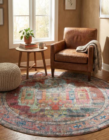 7' 10 x 7' 10 Washable Maahru Round Rug