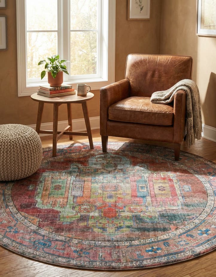 7' 10 x 7' 10 Washable Maahru Round Rug