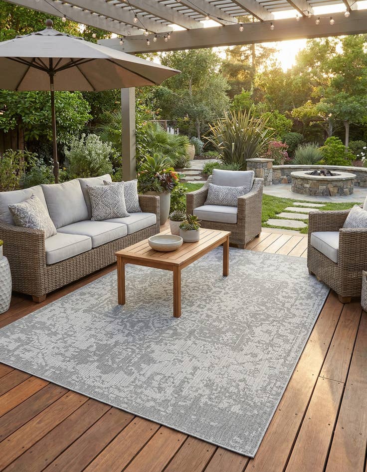 Detail image of 9' x 12'  Washable Traditional Indoor / Outdoor Rug