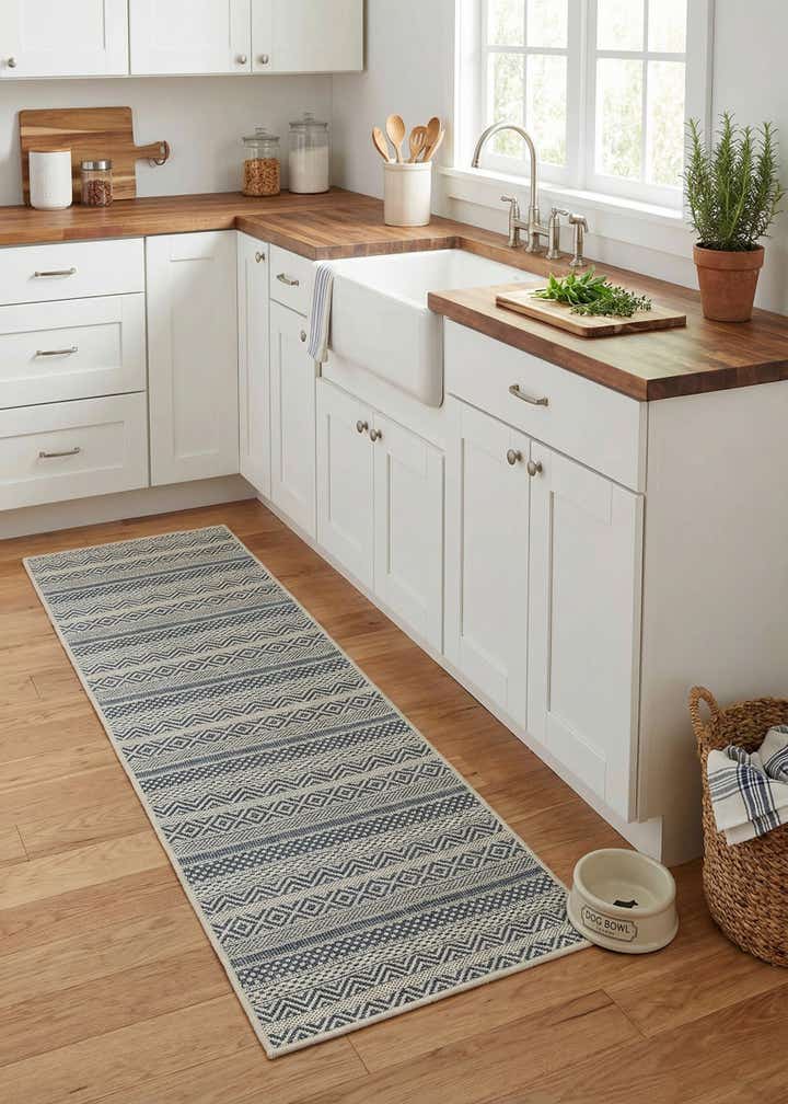 2' x 6' Easy-Clean Striped Indoor / Outdoor Runner Rug