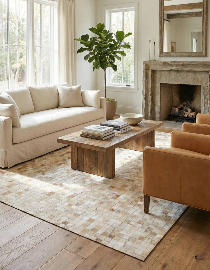 Detail image of 5' 2 x 7' 11 Cowhide Stocks Rug