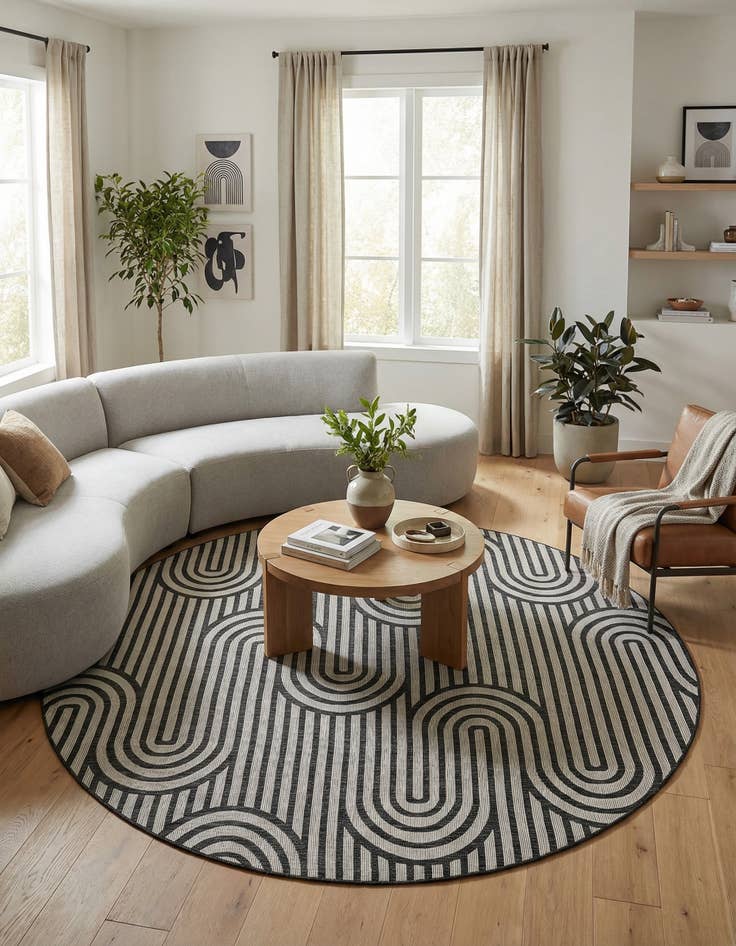 Detail image of  10' x 10'  Washable Modern Indoor / Outdoor Round Rug