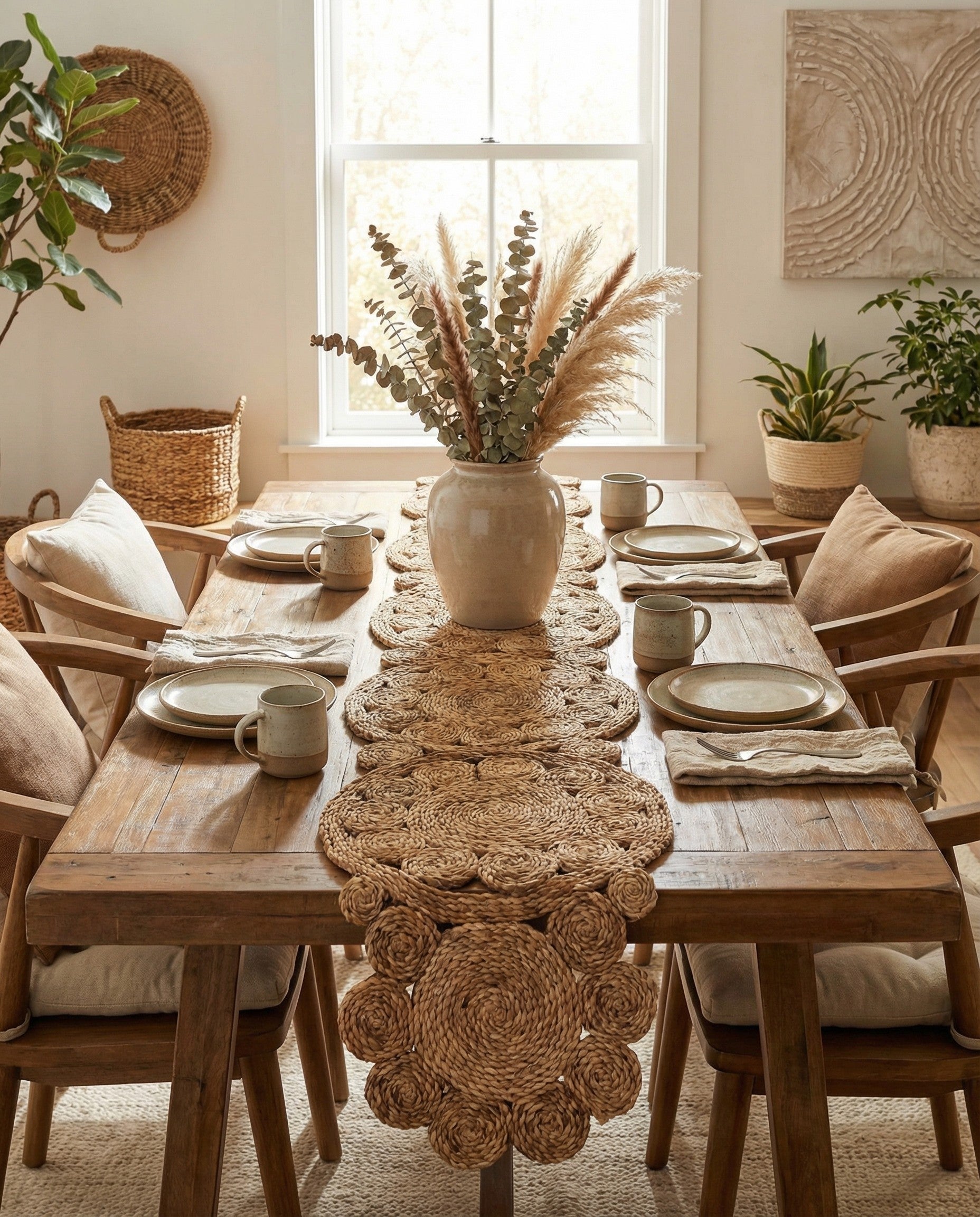  1' 4 x 8' Braided Jute Table Runner Rug