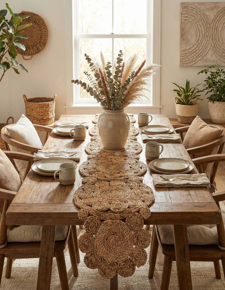 Detail image of 1' 4 x 8' Braided Jute Table Runner Rug