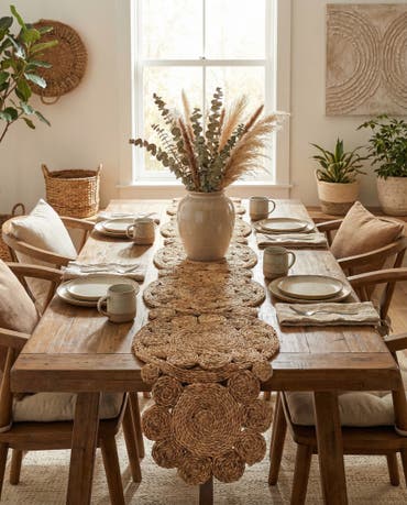  1' 4 x 8' Braided Jute Table Runner Rug