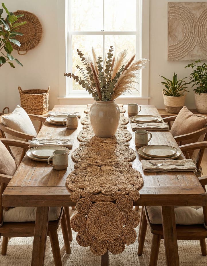 1' 4 x 8' Braided Jute Table Runn...