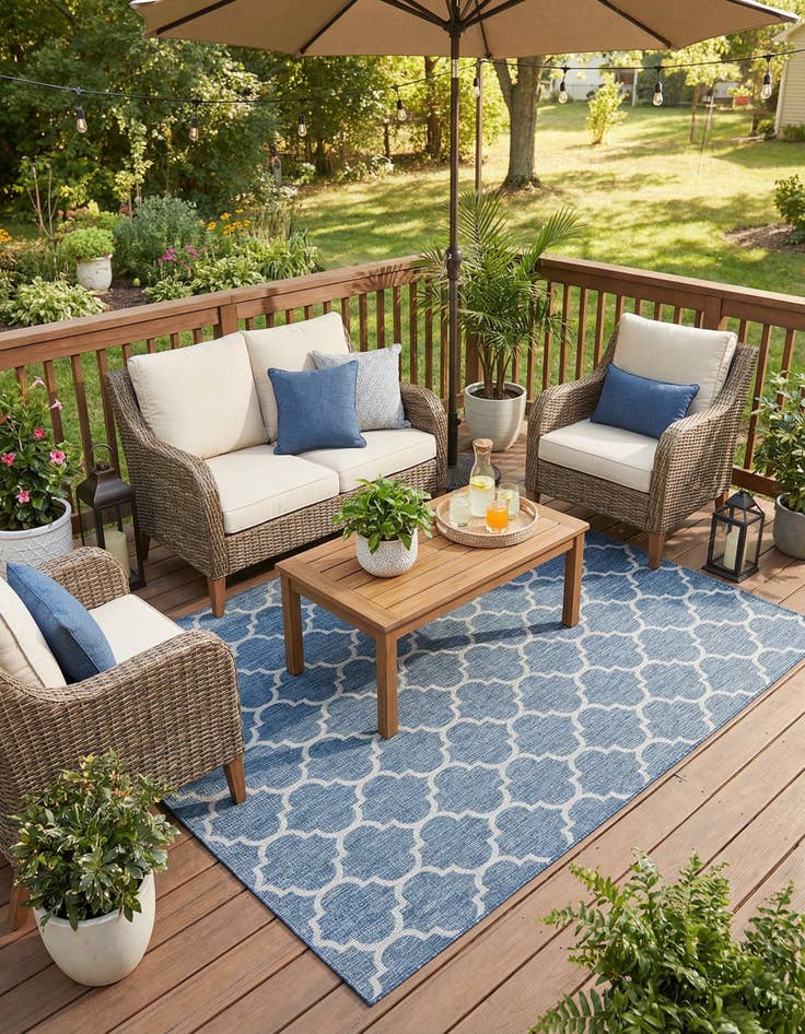 Detail image of  9' x 12'  Washable Lattice Indoor / Outdoor Rug