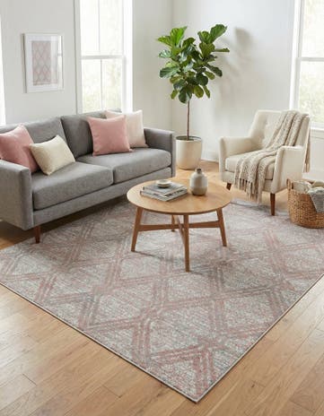 Rose Pink Kamala Washable Square Rug