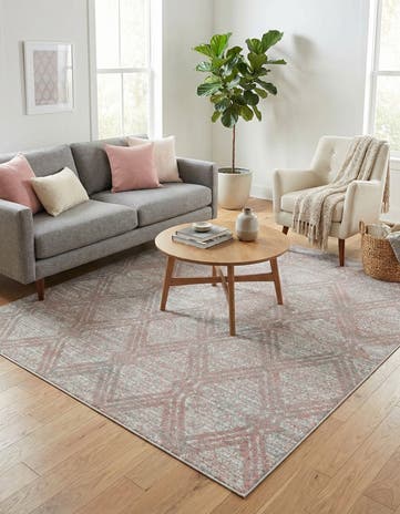 Rose Pink Kamala Washable Square Rug