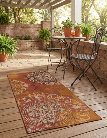Rust Red Easy-Clean Modern Indoor / Outdoor Runner Rug