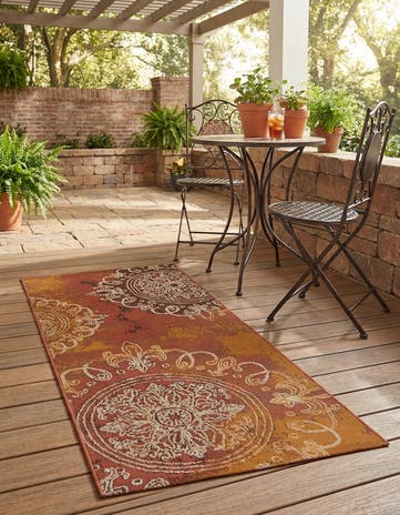 Rust Red Easy-Clean Modern Indoor / Outdoor Runner Rug