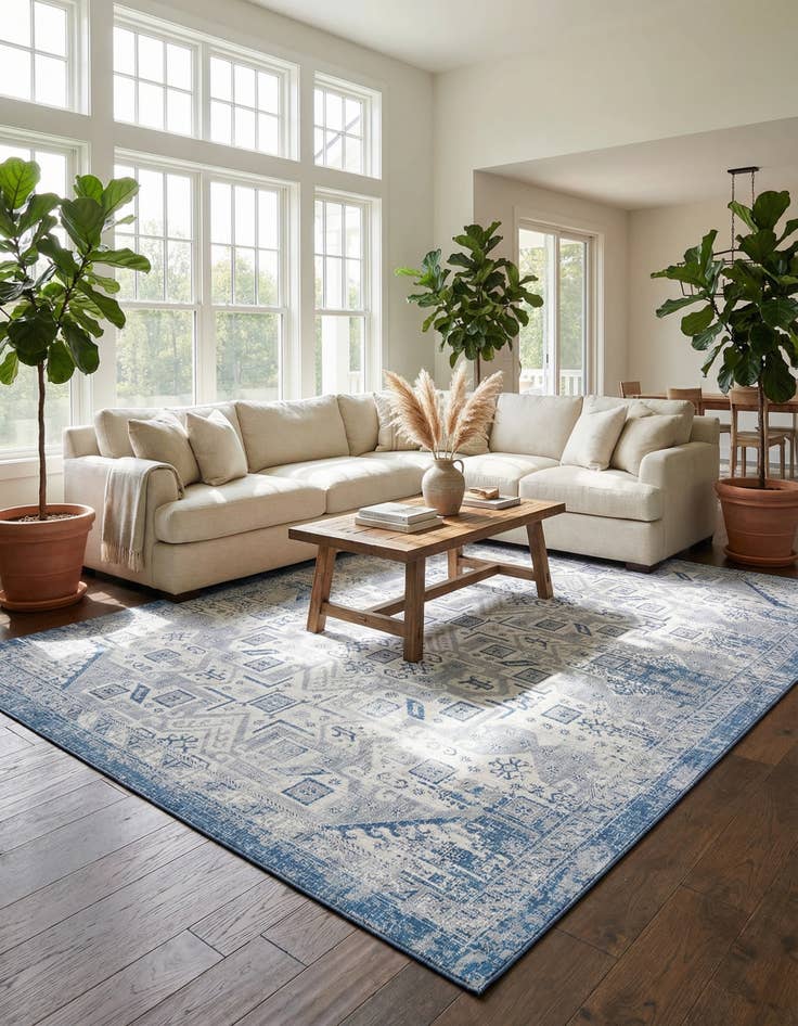 Detail image of 10' x 14'  Washable Aztec Indoor / Outdoor Rug