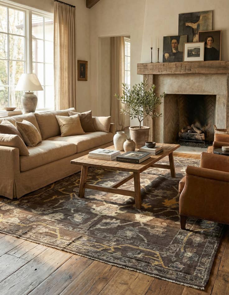 Detail image of  8' x 10'  Hand Knotted Oushak Wool Rug