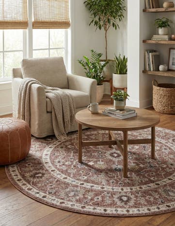 Dusty Rose Eco Traditional Round Rug