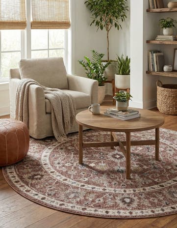 Dusty Rose Eco Traditional Round Rug