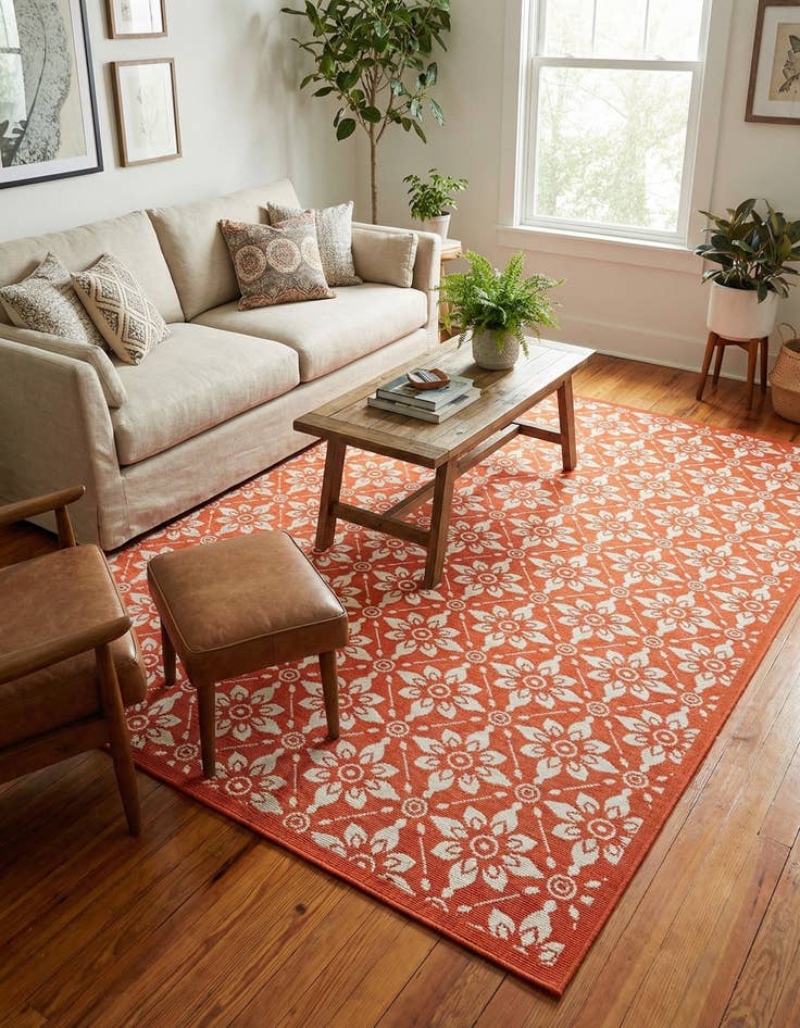 Detail image of 6' x 9'  Washable Trellis Indoor / Outdoor Rug