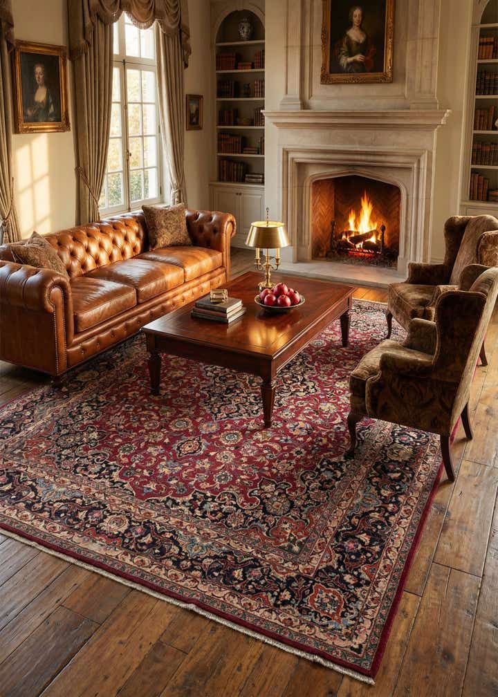 9' 10 x 12' 6 Hand Knotted Mashad Persian Wool Rug