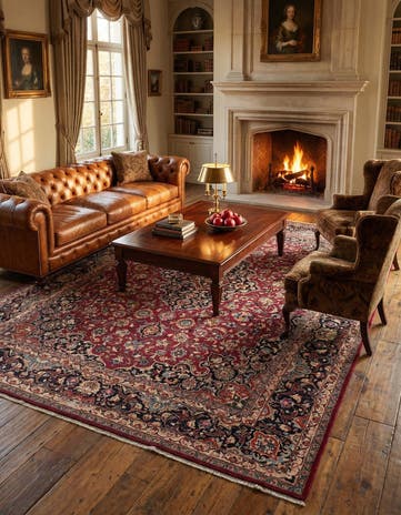9' 10 x 12' 6 Hand Knotted Mashad Persian Wool Rug