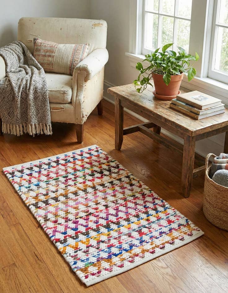 Detail image of  2' x 3' 1  Hand Woven Braided Chindi Rug