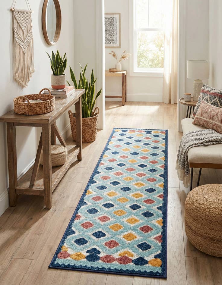 Detail image of 2' x 10'  Washable Belize Indoor / Outdoor Runner Rug