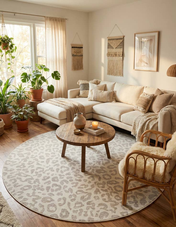 Detail image of 10' x 10'  Washable Safari Indoor / Outdoor Round Rug