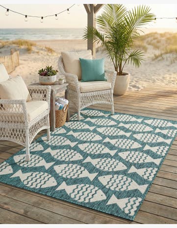 4' 1 x 6' 1 Easy-Clean Coastal Indoor / Outdoor Rug