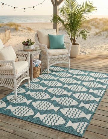 4' 1 x 6' 1 Easy-Clean Coastal Indoor / Outdoor Rug