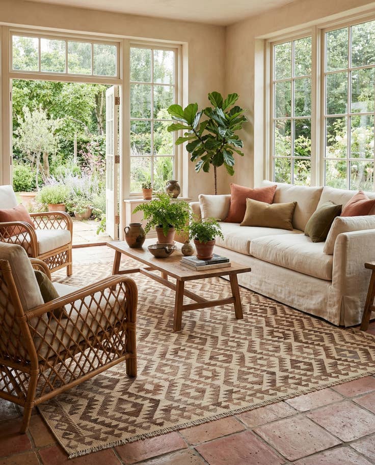 Detail image of 7' 1 x 9' 8 Hand Woven Kilim Maymana Wool Rug