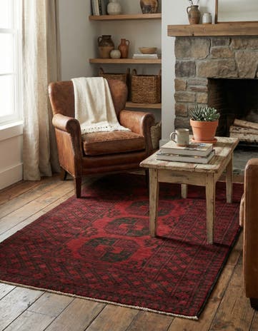 3' 5 x 6' 3 Hand Knotted Afghan Akhche Wool Rug