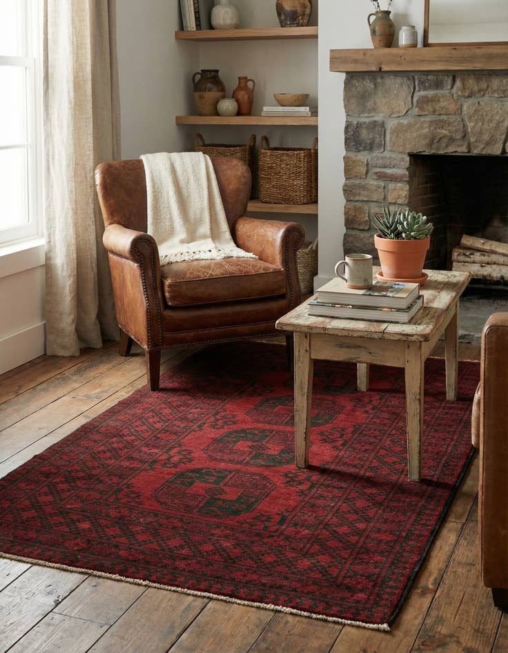 Detail image of 3' 5 x 6' 3  Hand Knotted Afghan Akhche Wool Rug