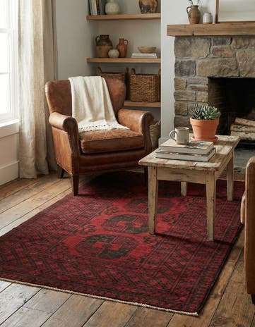 3' 5 x 6' 3 Hand Knotted Afghan Akhche Wool Rug