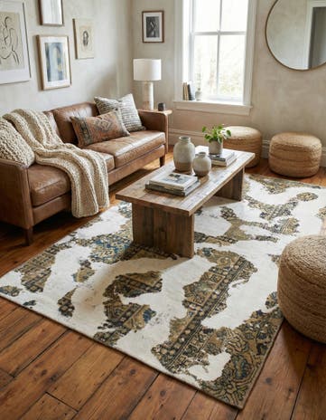 4' 5 x 7' 2 Hand Knotted Ultra Vintage Persian Wool Rug