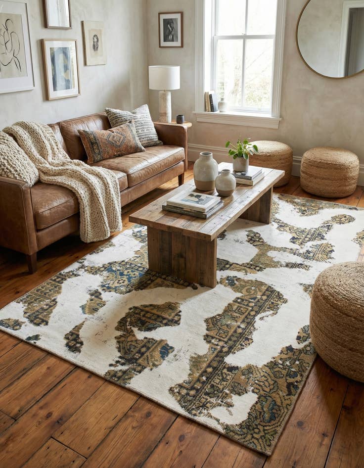 Detail image of  4' 5 x 7' 2  Hand Knotted Ultra Vintage Persian Wool Rug