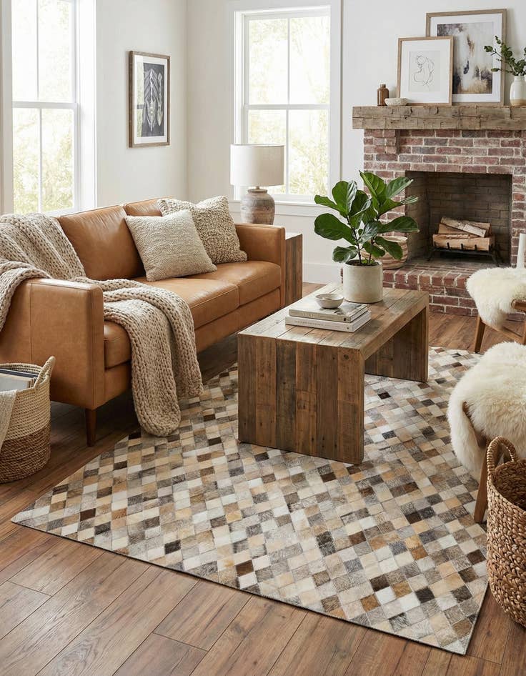 Detail image of  4' x 6' 1 Cowhide Stocks Rug