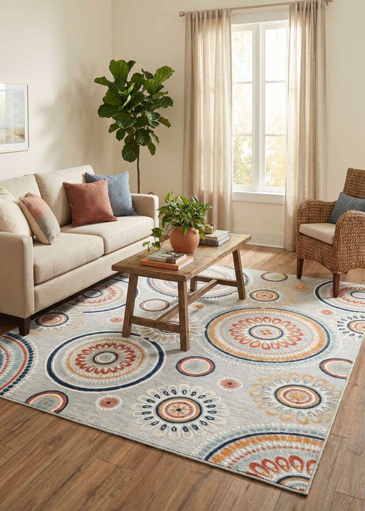 9' 9 x 12' Easy-Clean Botanical Indoor / Outdoor Rug