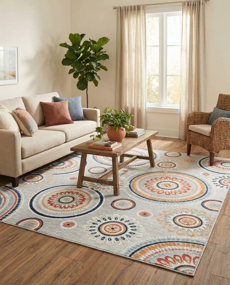 Detail image of 9' 9 x 12' Easy-Clean Botanical Indoor / Outdoor Rug