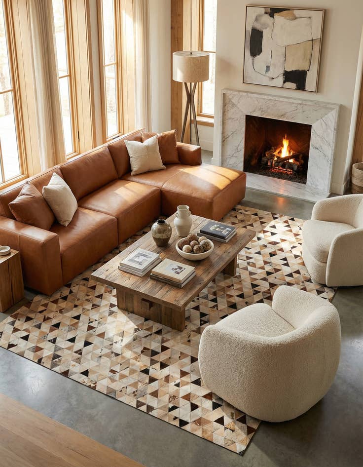 Detail image of 7' 11 x 9' 8 Cowhide - Patchwork Rug