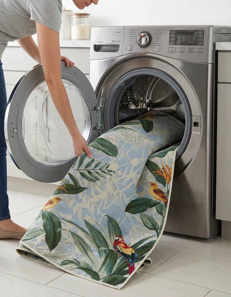 Detail image of  2' 7 x 11'  Washable Botanical Indoor / Outdoor Runner Rug