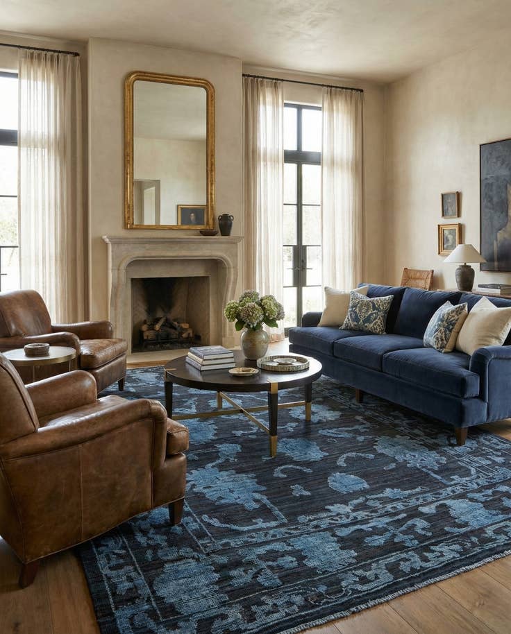 Detail image of 9' 2 x 12' 10 Hand Knotted Oushak Wool Rug