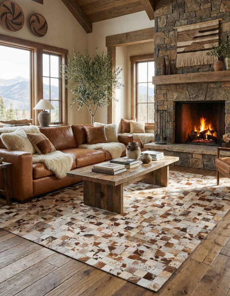 Detail image of 8' x 10' Cowhide Leather Rug