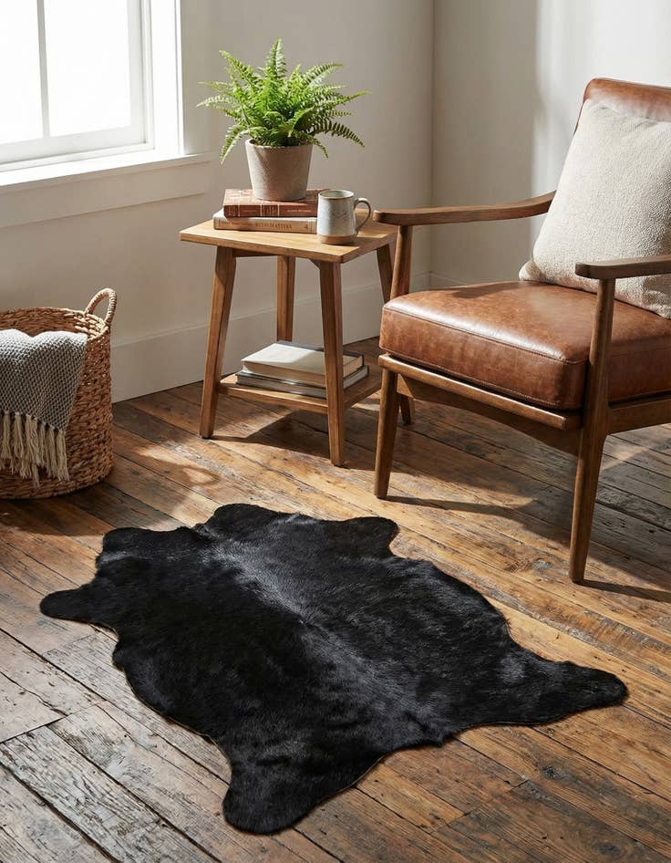 Detail image of 1' 8 x 2' 6 Cowhide Leather Rug